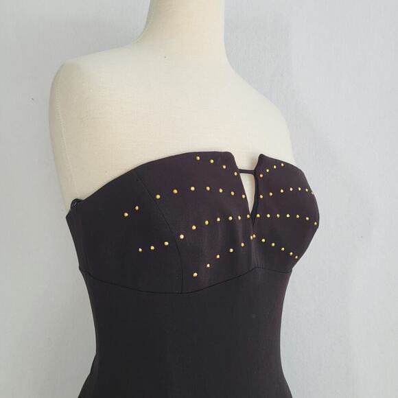 Vtg CACHE Y2K Strapless Rhinestone Cutout Mini Dress SZ 4 Black Formal Hoco LBD - Picture 4 of 12